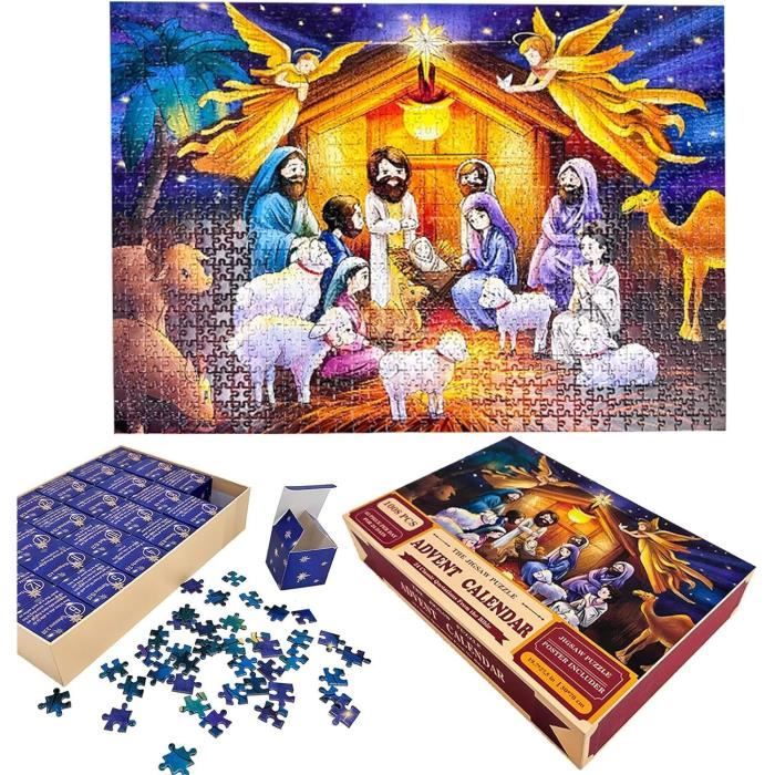 Puzzle Calendrier De L'Avent 1008 Pièces - Scène De La Nativité, 24 Jours - Décoration De Noël Chrétienne Pour Adultes - 5
