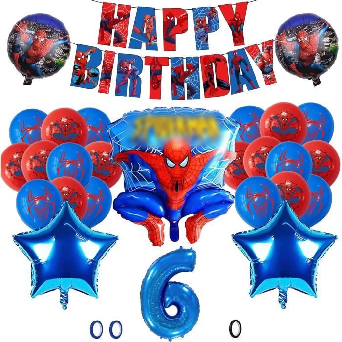 Kit Décoration Anniversaire Spiderman 3 Ans - 88 Pièces - Vaisselle, Ballons, Nappe - HTTMTTS