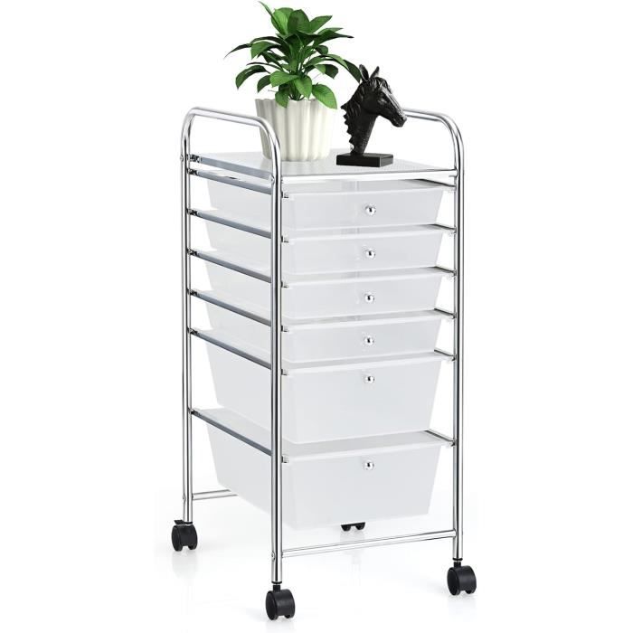 Chariot De Rangement à 6 Tiroirs BAOCHADA - Roulant, Polyvalent, Pour Salle De Bain, Cuisine Ou Bureau, 35x26x83.5 Cm - 7