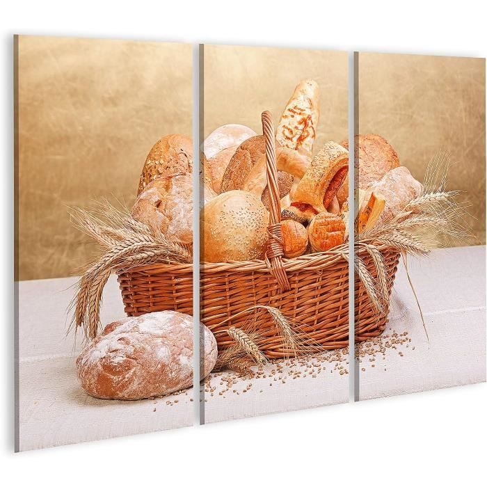 Tableau sur toile Boulangerie avec différents pains - 60x80 cm - Décoration  murale