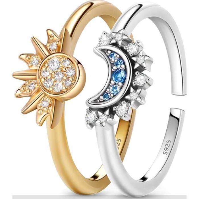 Bague Cycle Lune Et Soleil En Argent 925 - Taille 54 - Neuf Avec étiquette