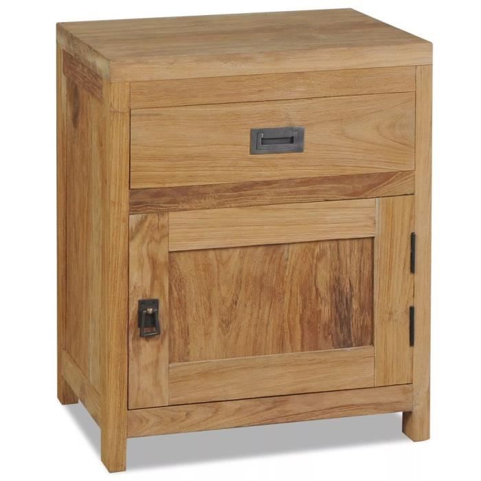 Table de chevet - Teck massif - P108 - Tiroir(s) - Bois naturel - 40 x 30 x 50 cm