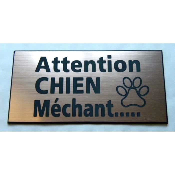 plaque gravée ATTENTION AUX CHIENS format 75 x 150 mm