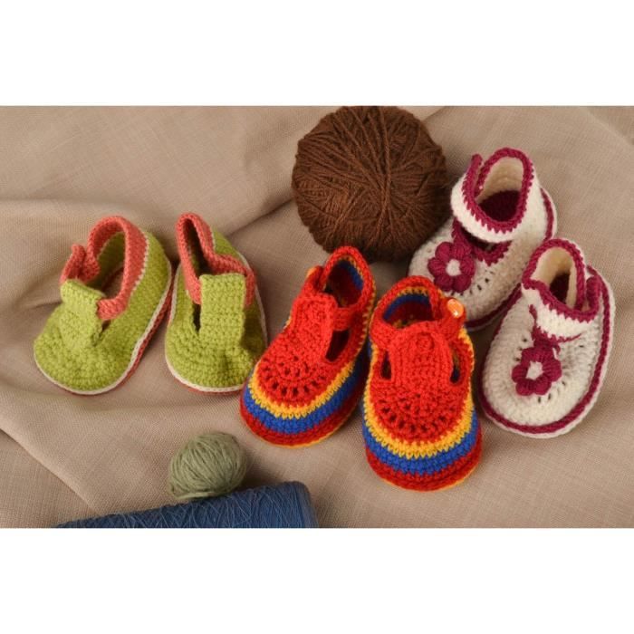 Chaussons Tricot Fait Main Nu Pieds Enfant Chaussures Bebe Fille 3 Paires Design Cdiscount Pret A Porter