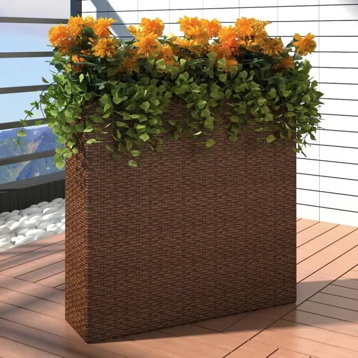 Pot de fleurs jardini/ère Jardini/ère de balcon Effet rotin avec soucoupe Marron L 30/ cm