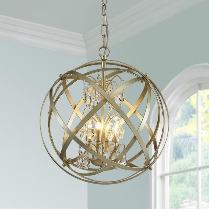 Lustre en métal doré avec 4 ampoules G9 pour salle à manger, salle de