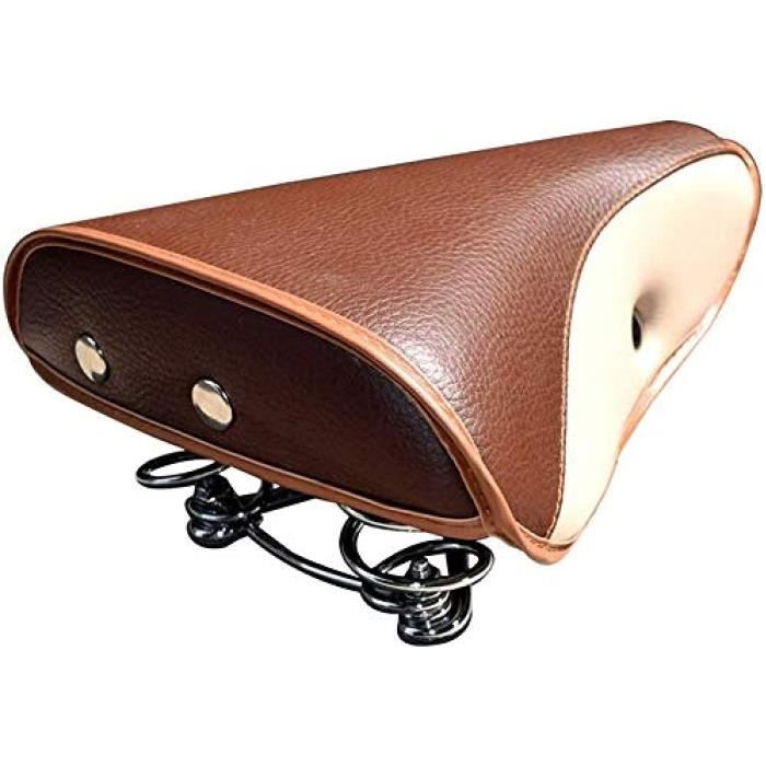 Selle de vélo vintage en cuir PU avec rivets confortables pour homme et femme Marron
