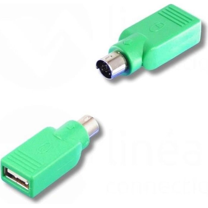 Adaptateur USB Vers PS/2 (Mini DIN 6 Broches) - Pour Connecter Anciens Claviers/souris à Un Port USB