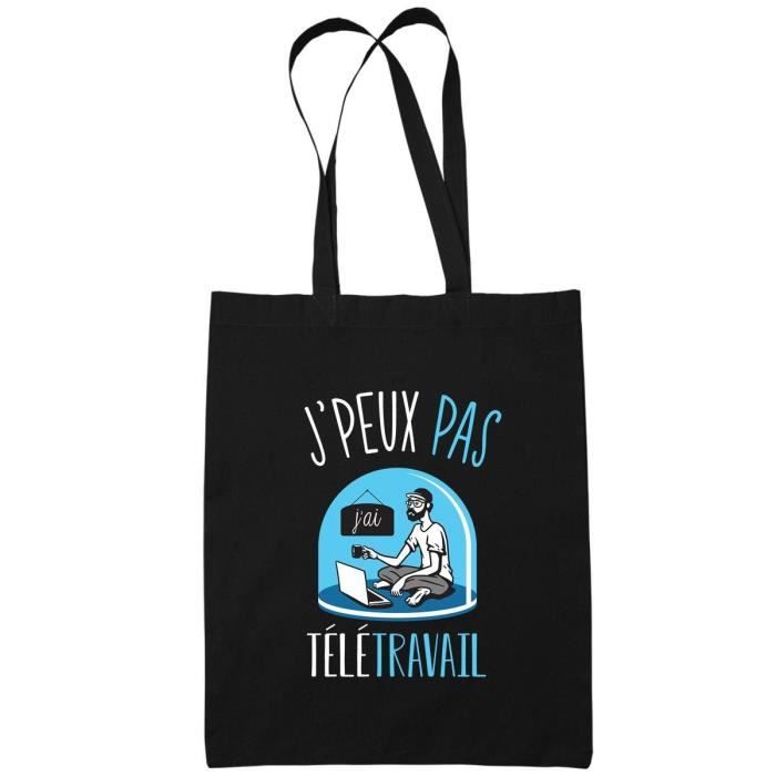 Tote Bag - Police - Je Peux Pas - Coton Bio - 10L - Éco-responsable - Cadeau Unique Noir - Bagagerie - Maroquinerie