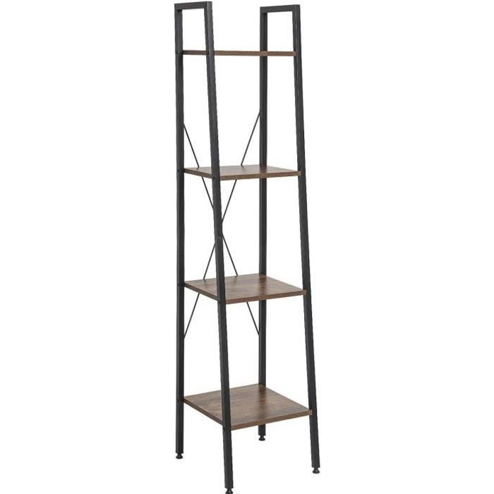 EUGAD Etagère de rangement en MDF et métal 4 niveaux 35x34x148cm Vintage