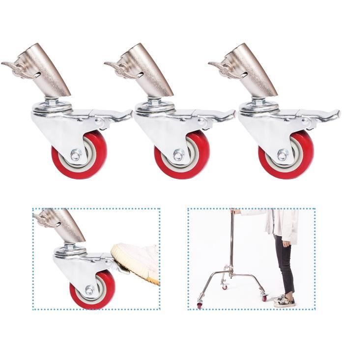 RENIAN Lot de 3 roulettes pivotantes pour support d'éclairage avec