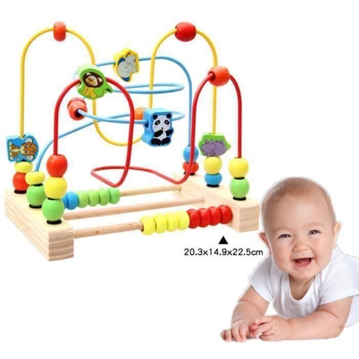 Jouet Bois Boulier Labyrinthe Boulier Enfant Jeu Eveil Bebe Perles