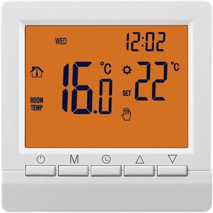 Thermostat de chaudière à gaz mural intelligent LCD programmable de température réglable Orange