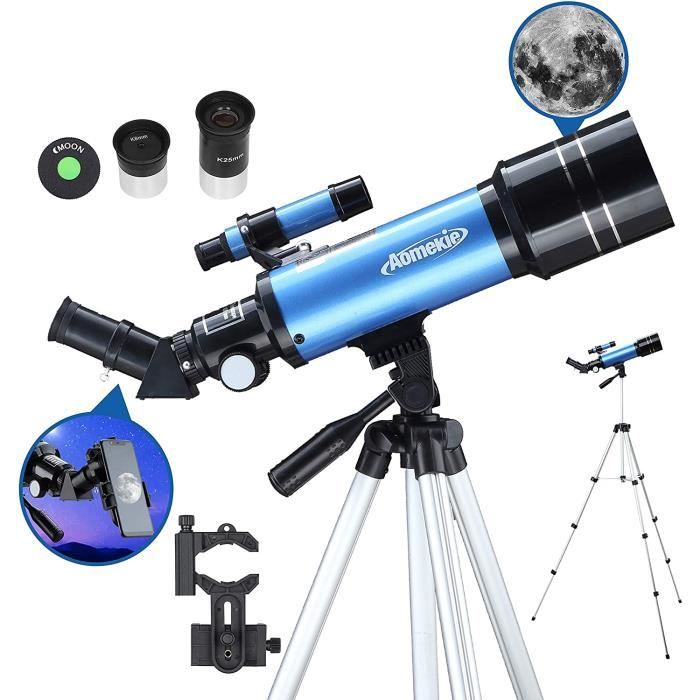 Télescope 70/360mm Pour Enfants & Débutants – Portable Avec Trépied Réglable, Oculaires 10mm & 25mm – Idéal Observation Lune & Terrestre