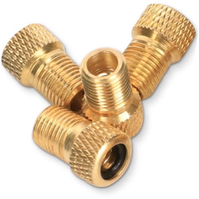 Goliton® Lot de 4 adaptateurs de Valve Schrader en Laiton avec Joint