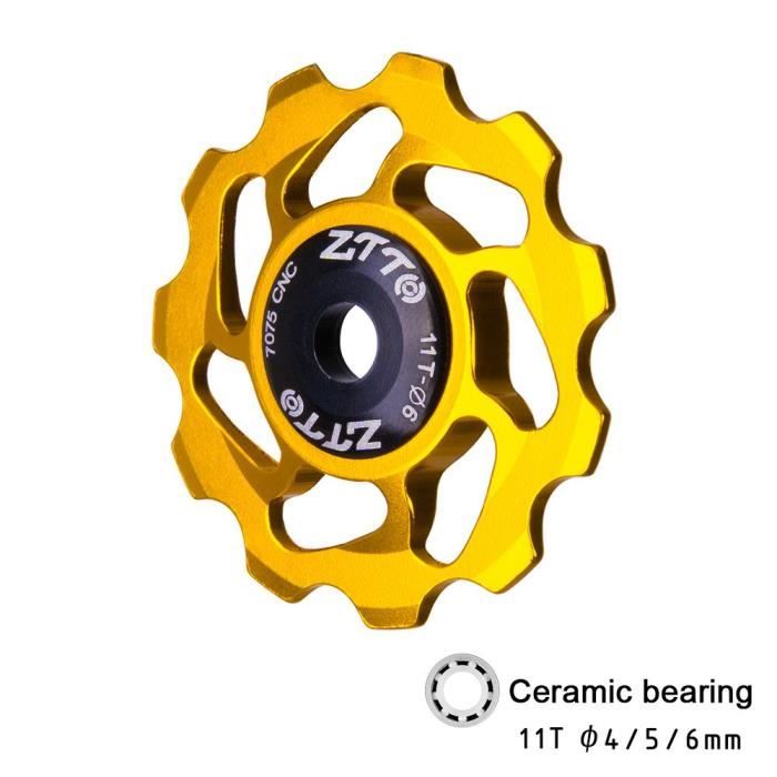 Galets Dérailleur Arrière Universels 1 Paire De Roues Jockey Pour Dérailleur VTT/vélo Course - 11 Dents, Roulement Céramique Roulements Céramique Vélo