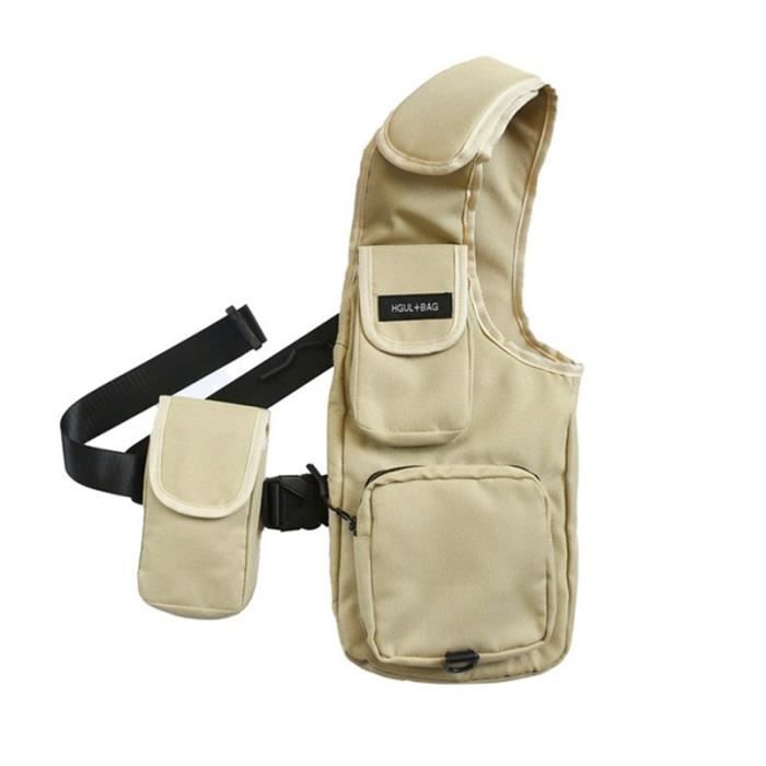 Sac De Poitrine Homme - Gilet Tactique Réglable Pour Course, Randonnée - Rangements Sécurisés, Matériau Respirant