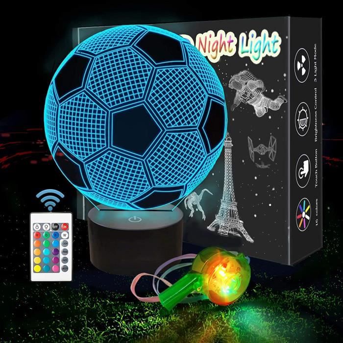 Veilleuses GENERIQUE Football Lampe LED 3D Illuminated Bureau optique  Veilleuse avec 7 couleurs Kiliaadk259