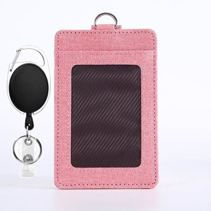 Porte-badge En Cuir PU Avec Dragonne Réglable - Orange - Pour Cartes D'identité, Badges Nominatifs - Bureau, événements, Conférences