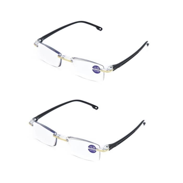 2PCS - Dioptrie +1,50 - Lunettes de lecture carrées sans monture pour ...
