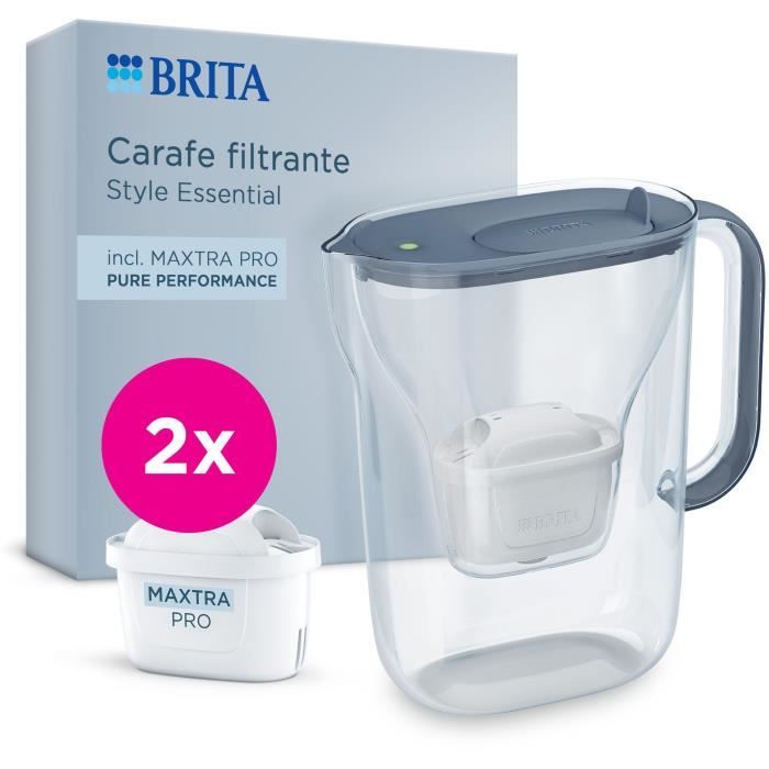 Carafe filtrante BRITA Style Essential minéral Capacité dont deau filtrée 2 filtres Maxtra Pro Pure