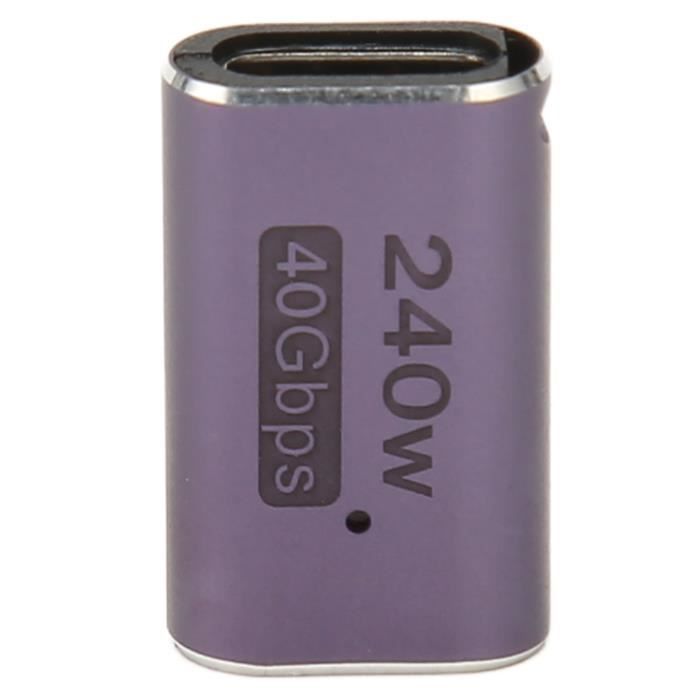 GELRHONR Coupleur USB C, 240 W USB 4 Data Sync 40Gbps Adaptateur Type C Femelle à Femelle à 90 Degrés Charge Rapide 5A OTG Adaptateur Compatible Thunderbolt 3,Tablet, Laptop,Mobile Phone-2Pack