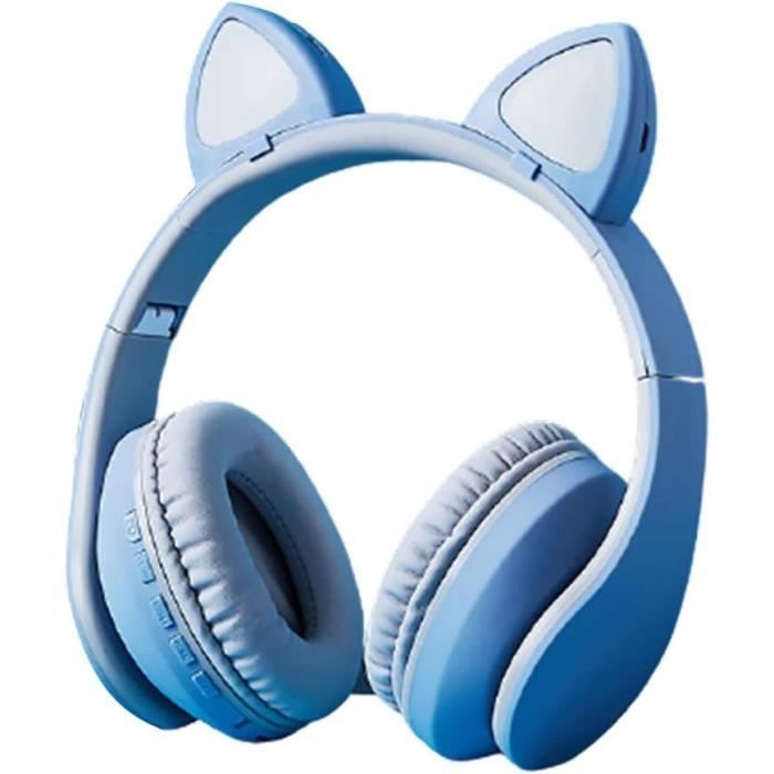 Casque Bluetooth Pour Enfants En Forme D'oreilles De Chat - LED, Blanc/Rose - Neuf