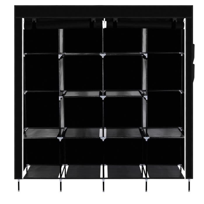 Armoire à vêtements portable à porte roulante, organisateur de rangement en tissu non tissé avec 12 compartiments, noir, 147 x 44 x 174 cm | Leroy Merlin