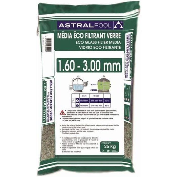 Verre éco filtrant 1.6 - 3 mm - 25 kg