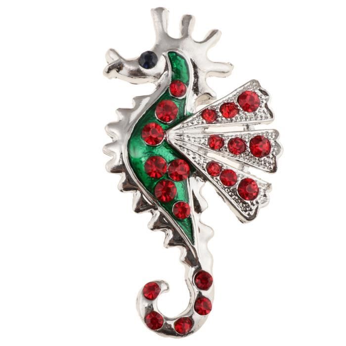Femmes Hippocampe Broche Animal Bijoux Faux Strass Crystal Décor Vintage Cadeau Femmes Hippocampe Broche Animal Bijoux Faux Strass Crystal Décor Vintage Cadeau