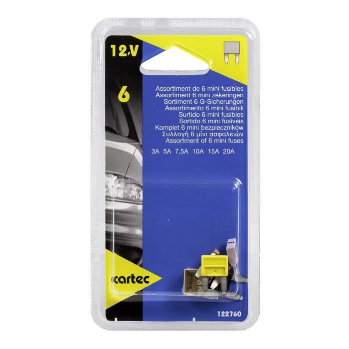 CARTEC 6 mini-fusibles assortis 3 à 20A - Cdiscount Auto