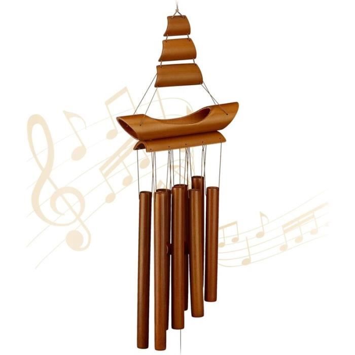 Relaxdays Carillon à Vent, Bambou, Sons Relaxants, Pour Suspendre, H X L Env 585 X 185cm Balcon Et Jardin Nature 53524067