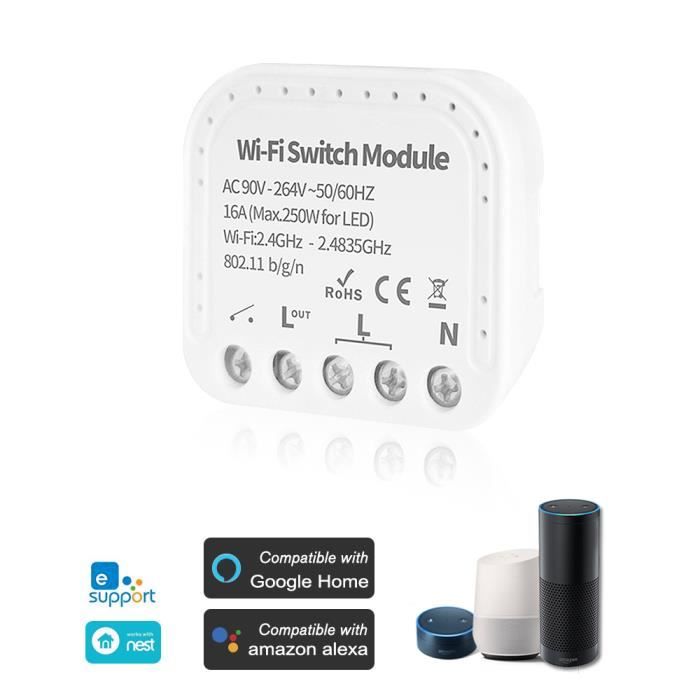 Disjoncteur WIFI Din Rail Smart Switch Commande /à distance de la voix par APP Ewelink pour minuterie mcb Smart Home 110V 220V 380V pour g/én/ération DC et solaire-1P/_50A