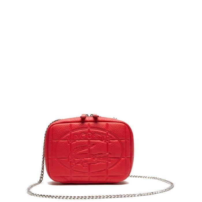Sac porté travers Lacoste en cuir ref_48278 D50 18*13*6 Rouge - Achat /  Vente Sac porté travers Lacoste en - Cdiscount