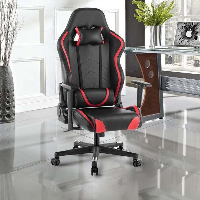 Langria Fauteuil De Bureau Gaming Avec Coussin Lombaire Appuie Tete 69x76x124 5 134cm Capacite De Charge 120kg Achat Vente Chaise De Bureau Cdiscount