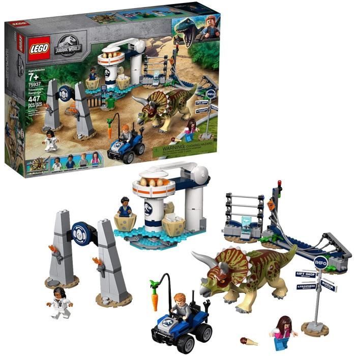LEGO®-Jurassic World La fureur du Triceratops Jouets Dinosaure 7 Ans et  Plus, 447 Pieces 75937 - Cdiscount Jeux - Jouets