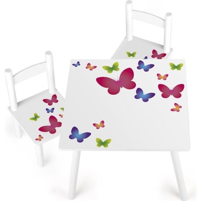 Table et 2 chaises enfant 244162M motif Papillons Table et 2 chaises enfant 244162M motif Papillons