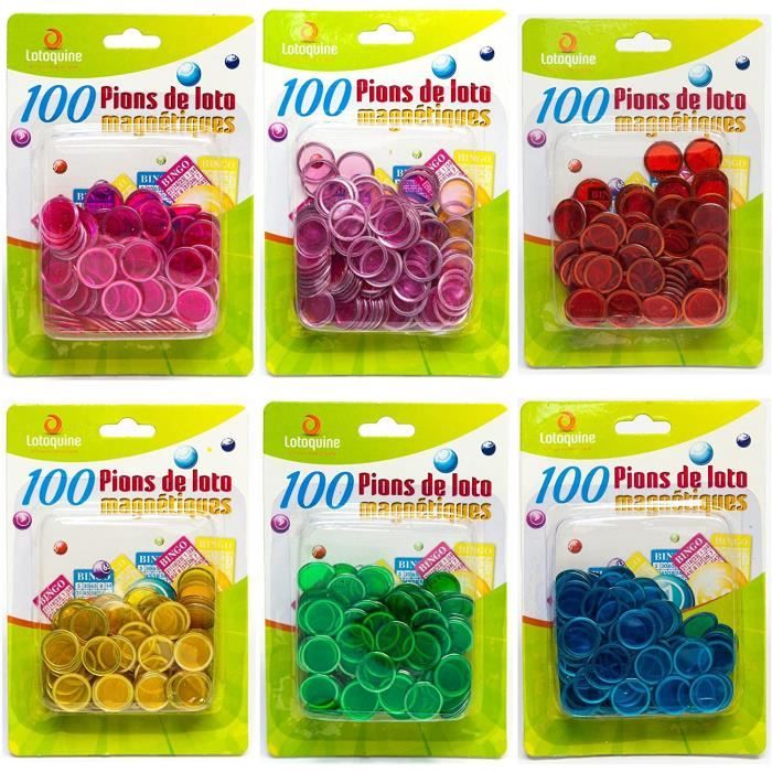 Lotoquine - 100 Pions de loto magnetiques - Coloris aleatoire