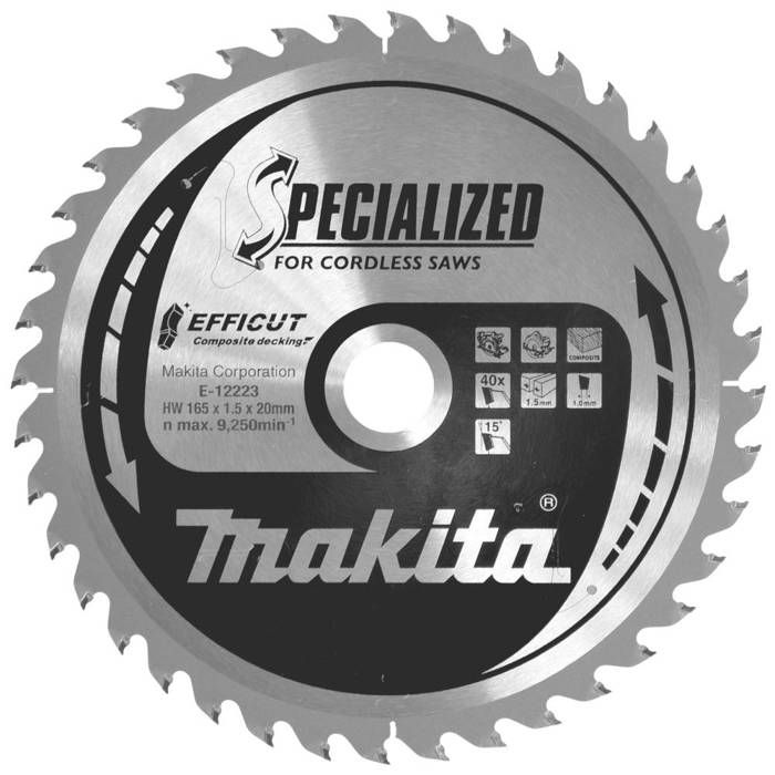 Makita HM D-03349 Lame de scie 165 x 20 x 40 Z Makita HM D-03349 Lame de scie 165 x 20 x 40 Z