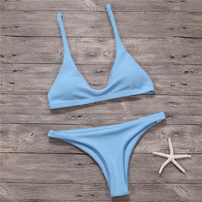 Bikini 2 Pièces Brésilien – Triangle Et Liens Latéraux – Nylon/Spandex – Bretelles Réglables – Pour Plage, Piscine – Femmes - 12