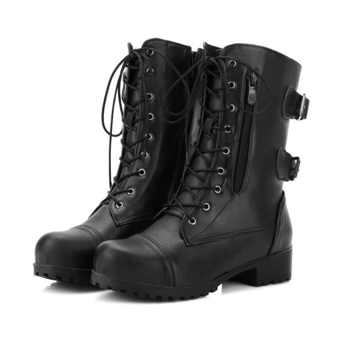 Bottes Flock VEMOW Talon Carré 6 Cm | Style Rétro | Zip Latéral | Confort Hiver