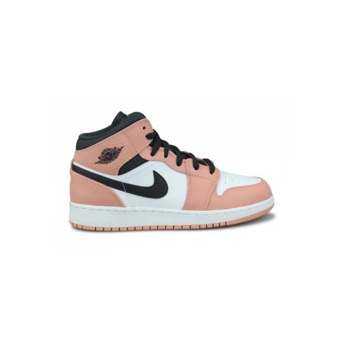 Basket Air Jordan 1 Mid Pink Quartz - NIKE - Enfant - Cuir - Rose