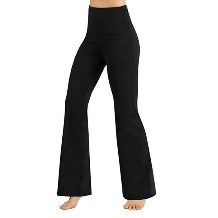Femmes Solide taille haute FLARE coupe large chic pantalon Bell Bas Yoga Pantalon GD 