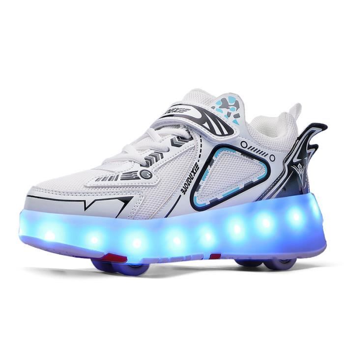 Chaussures à Roulettes Enfant 2 En 1 – Sneakers Avec Roues Rétractables, Patins à Roulettes & Baskets Sport, Pour Filles & Garçons Dès 6 Ans (Tailles 34-43)