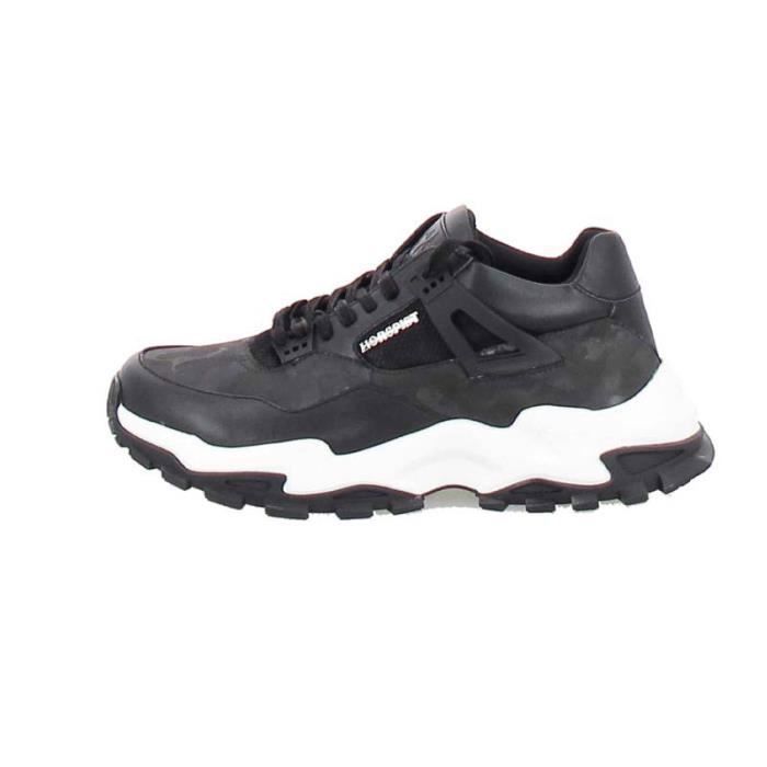 HORSPIST Basket Horspist SWIFT CAMOU - Cuir et textile - Lacets - Noir