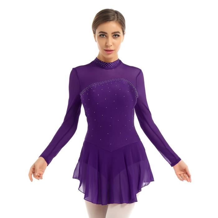 LIUHUO Justaucorps de gymnastique rythmique rouge sans manches brillant diamant compétition performance, Rouge, X-Small
