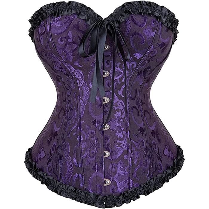Corset Femme Grande Taille Brodé - Style Steampunk, Gothique, Médiéval - Lacets Dans Le Dos - Pour Déguisement, Soirée, Halloween