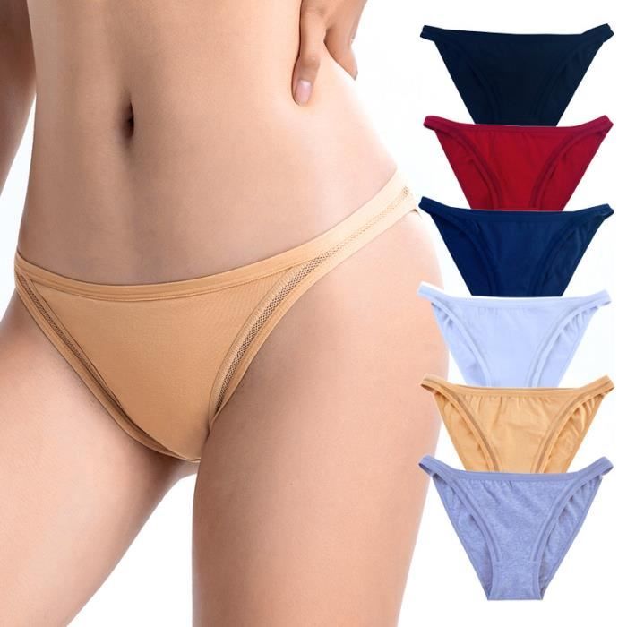 Lot de 6 Culotte Basse en Microfibre pour Femme GYROOR M jaune Couleurs multiples Blanc Slip