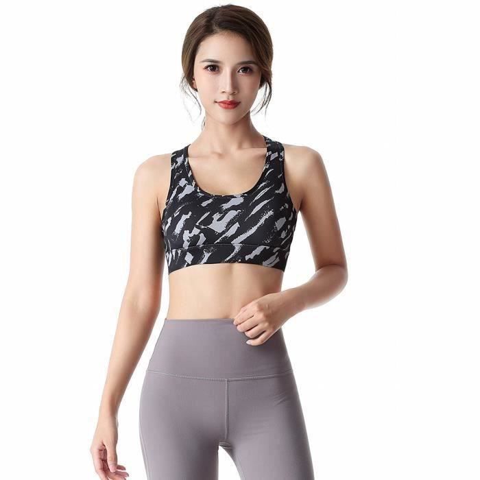 Soutien-gorge Yoga femme de course gilet de sport sans anneau en acier de sport Noir noir Noir 