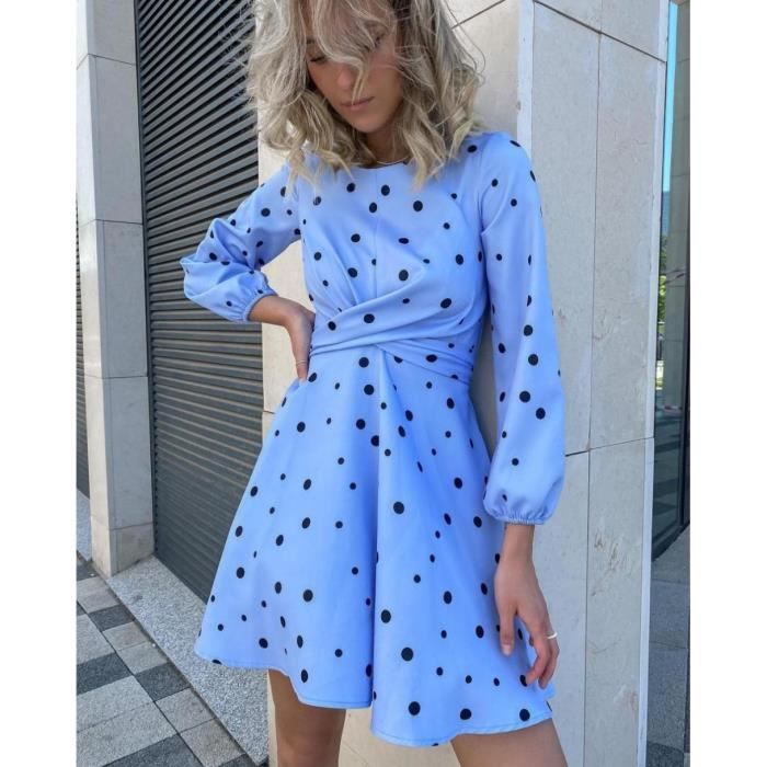Robe Longue Femme Chic Bleu Orange Élégante en Coton - Confort et Sophistication